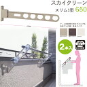 物干し 屋外 ベランダ 壁 壁掛け 物干し竿受け 物干し金物 物干金物 スカイクリーン スリム1型 65cm 収納型 スタンド 2本1セット 30kg迄 腰壁用...
