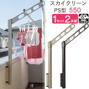 物干し 屋外 ベランダ 壁 壁掛け 物干し竿受け 物干し金物 物干金物 スカイクリーン 腰壁用 ポール上下タイプ 収納型 PS型-55cm ライトブロンズ/ダー...