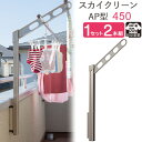 物干し 屋外 ベランダ 壁 壁掛け 物干し竿受け 物干し金物 物干金物 スカイクリーン 腰壁用 ポール上下タイプ 収納型 AP型-45cm ステンカラー 1セッ...