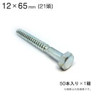 コーチボルト コーチスクリュー ユニクロメッキ コーチ スクリュー ボルト 頭 21 六角頭 12×65mm 50本入り1セット アンカー ネジ コーチボルト 大工工事 木工事 取付金具 建築金物 建築副資材 補強 新築 増築 改築 リフォーム 建設工事