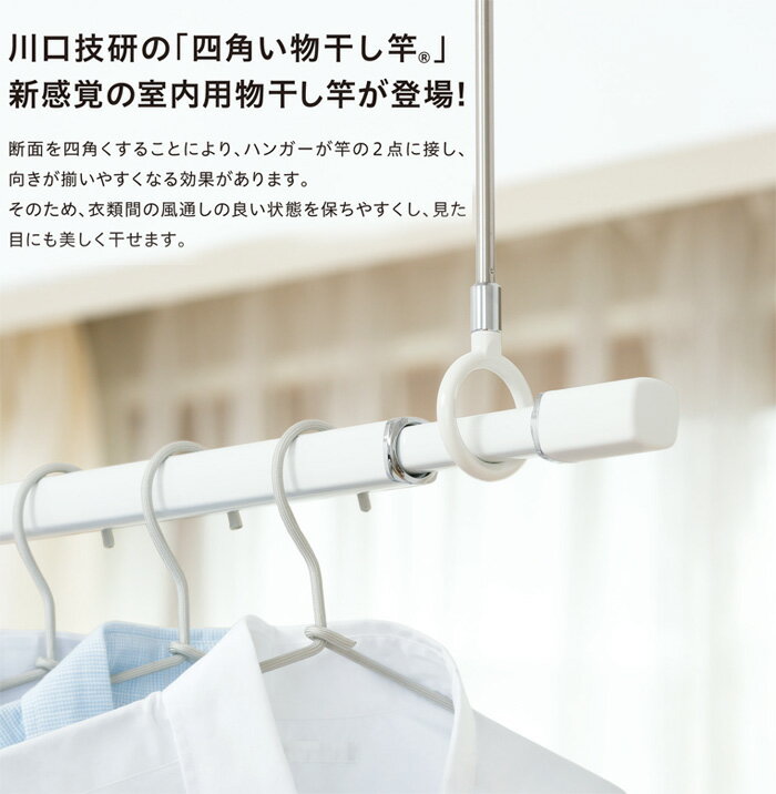 【8%OFFクーポン〜6/4 14時まで】 物干し 室内 天井吊り下げ 室内物干し 川口技研 ホスクリーン スポット型専用 QL-23-BK 伸縮物干竿 長さ1450-2340mm×1本 ブラック 黒 四角い竿 室内物干し 2