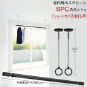 室内物干し 天井 物干し 室内 天井吊り下げ 川口技研 ホスクリーン スポット型 SPC型 ショートサイズ 32cm ブラック 黒×2本+伸縮物干竿 QL-15...