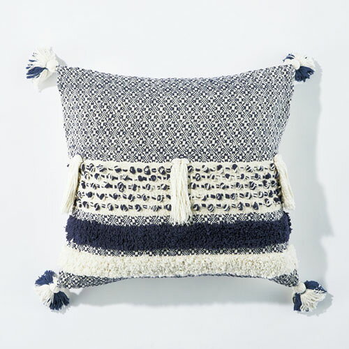 CLOVER(クローバー) タッセルフリンジクッションカバー 45x45クッション カバー 45×45cm フリンジ タッセル 網目 模様 編み柄 45 45cm boho ボーホー ファブリック おしゃれ 西海岸風 ボヘミアン ナチュラル インテリア 雑貨