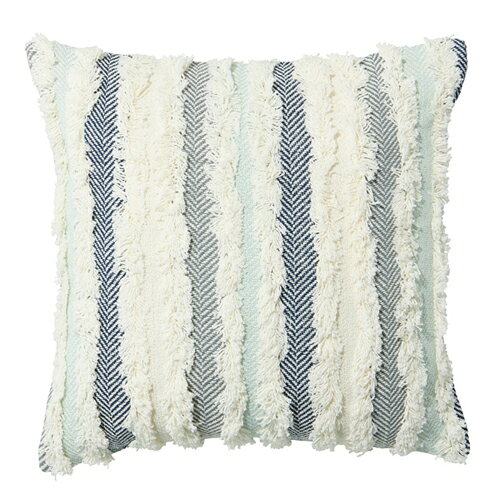 CLOVER(クローバー) コットンストライプクッションカバー ライトブルー 45x45クッション カバー 45×45cm フリンジ ストライプ 水色 45 45cm フリンジ boho ボーホー ファブリック おしゃれ 西海岸風 ボヘミアン ナチュラル インテリア
