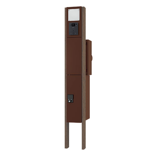 門柱ユニット インターホン取付仕様 ■サイズ：H1793×W210×D400mm(施工後の高さ:1493mm) ■仕上： 支柱:粉体塗装(マットブラック)或いはPVC+アクリルフォルム(他4色) インターホンパネル:粉体塗装 ■材質： 支柱:アルミ インターホンパネル:高純度フェライトステンレスt=0.8mm 表札プレート:アクリル ■質量：17.2kg ■付属品：非常開錠キー2本、ポスト用スノコ2枚1セット、宅配ボックス用スノコ2枚1セット、ネームシート(ブラックまたはライトグレー)1枚、CD管ジョイント、インターホンステー1個、取付ねじ4本 ■購入に関する注意事項： ・組み上げ出荷のため、受注生産品です。 ・代表画像です。 ■特長： ・ポスト(前入横出/壁貫通・防滴タイプ/左右勝手)KS-MAB3を組み込んだ〈門柱ユニット〉です。 ・メール便や大型の郵便物でもスムーズに受け取れます。 ・独自開発の盗難配慮機構「ナスタガード」(意匠登録済) ・受け取るだけでなく荷物の発送もできる宅配ボックス。 ・2047通りの番号設定ができるワンタイムパスワード式のプッシュボタン錠(緊急時には付属の鍵を使って解錠可能) ・解錠・施錠のスムーズさをつい今日した専用大型ダイヤル錠。 ■ご注意： ・宅配ボックスは前入前出(右勝手)のみとなります。 ・「受取可能な最大サイズ」とは、宅配ボックスで受取・取出が可能な最大寸法です。最大サイズを超える荷物の受取はできません。目安寸法につき、梱包の状態によっては受け取れない場合もございます。 ・雨水が浸入しても郵便物や荷物が濡れにくい防滴構造を採用しております。防水構造ではありませんので、強風雨や諸条件によっては郵便物や荷物が濡れることがあります。 (sug-cd: 259-053)類似商品はこちら門柱ユニット ダークブラウン 右勝手 LED照198,603円門柱ユニット ダークブラウン 左勝手 LED照214,833円門柱ユニット ホワイト 左勝手 LED照明無 198,603円門柱ユニット ボルドー 左勝手 LED照明無 198,603円門柱ユニット ダークブラウン 右勝手 LED照214,833円門柱ユニット ダークブラウン 左勝手 LED照198,603円門柱ユニット ダークブラウン 左勝手 LED照198,603円門柱ユニット ライトグレー 左勝手 LED照明198,603円門柱ユニット グレーブラック 左勝手 LED照198,603円新着商品はこちら2026/10/20安心クッションはさみこみ型 コーナー用 AC-546円2026/10/19安心クッション みつあし AC-209 イエロ529円2026/10/19安心クッション みつあし AC-213 ブラッ529円