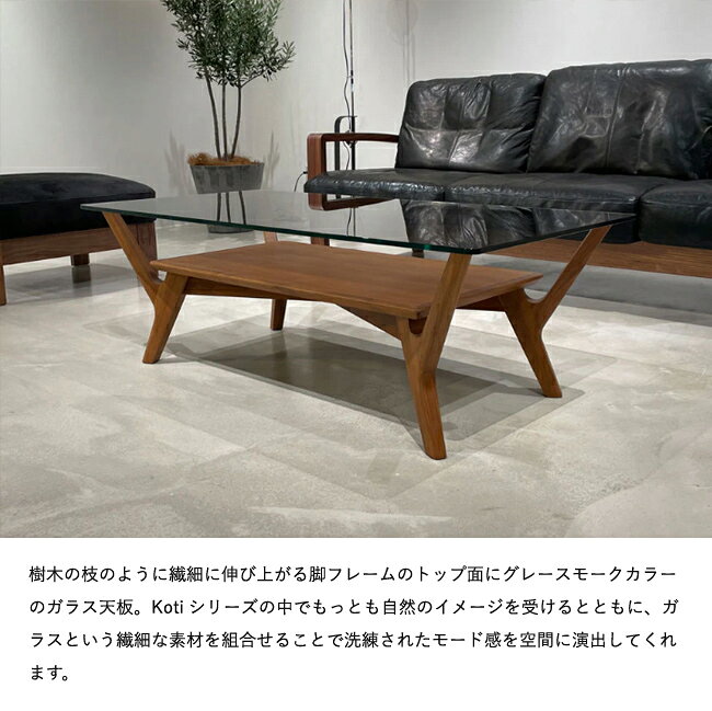 冨士ファニチア Koti リビングテーブル ガラス 棚付 センターテーブル フジファニチア T04160M 長方形 木製 富士ファニチャー [3]