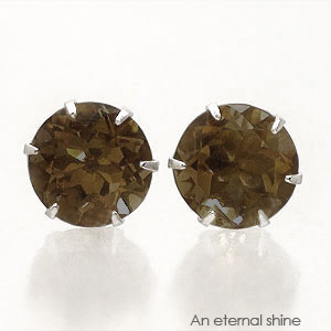 一粒ピアス スモ−キ−クォ−ツ 4mm k18 18金 スタッドピアス セカンドピアス レディース ジュエリー アクセサリー...