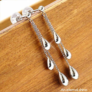 ドロップ型 ロングピアス k18ホワイトゴールド 18金 ツユ ペア 涙 品質保証書 女性 レディース ジュエリー アクセサリー 人気 おすすめ プレゼント ギ...