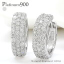 ピアス レディース ダイヤモンド パヴェ 1ct プラチナ プラチナ900 pt900 中折れピアス ダイヤモンドピアス フープピアス ジュエリー アクセサリー...