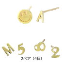 イニシャル ピアス k10イエローゴールド ナンバー ピアス 数字 アルファベット 英字 ハート スター 星 スマイル 一粒ダイヤモンド 10金 セカンドピアス...