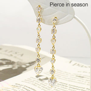 18金 ロングピアス キュービックジルコニア k18 18k イエローゴールド ハート 品質保証書 女性 レディース ジュエリー アクセサリー 人気 おすすめ ...