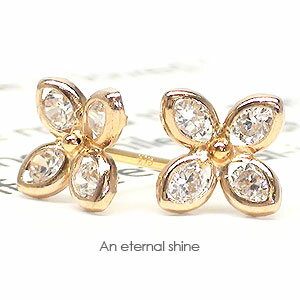 k18 フラワーピアス キュービックジルコニア 18金 ピンクゴールド 花 はな スタッドピアス 品質保証書 女性 レディース ジュエリー アクセサリー 人気 ...