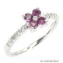 ピンキーリング クローバー アメジスト 2月誕生石 ダイヤモンド プラチナ900 指輪 ダイヤ 0.1ct リング pt900 エタニティリング ファランジリン...