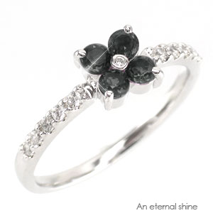 ピンキーリング クローバー オニキス ダイヤモンド プラチナ900 指輪 ダイヤ 0.1カラット リング pt900 エタニティリング ファランジリング 品質保...