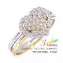 指輪 パヴェ ハート ダイヤモンド リング k18 18金 ゴールド セット オープンハート 婚約指輪 刻印 レディース ジュエリー アクセサリー プレゼント ...