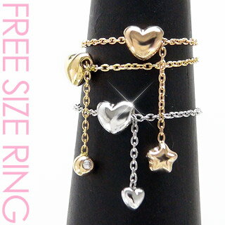 指輪 リングチェーンリング ハート フリーサイズ ピンキーリング 18金 18k k18 イエローゴールド ピンクゴールド ホワイトゴールド 刻印 品質保証書 ...