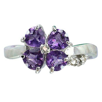 指輪 クローバー 四葉 アメジスト 2月誕生石 ダイヤモンドリング 0.04ct プラチナ プラチナ900 pt900 ピンキーリング ファランジリング ミディリング 小指 刻印 品質保証書 女性 レディース ジュエリー アクセサリー 人気 おすすめ プレゼント ギフト 贈り物 送料無料 SSS