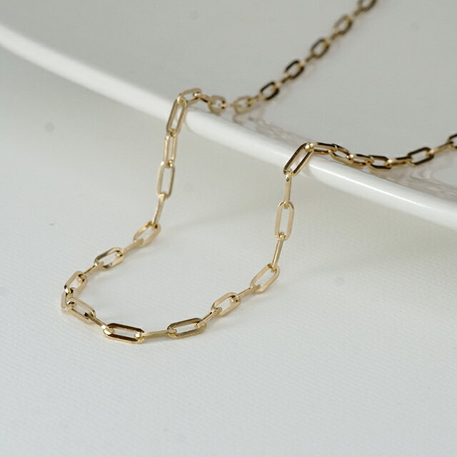 K18 ネックレス チェーン ペーパークリップ 中空 3.5mm幅 50cm 18金 K18YG メンズ レディース ジュエリー アクセサリー プレゼント ギフ...