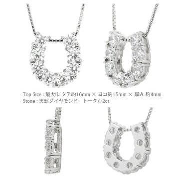 馬蹄 ダイヤモンド 2.0ct ネックレス ペンダント ホースシュー プラチナ900 pt900 レディース ジュエリー アクセサリー プレゼント ギフト【送料無料】【コンビニ受取対応商品】