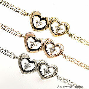 アンクレット アジャスター付 0.015ct 10金 k10 イエローゴールド ピンクゴールド ホワイトゴールド 10k ダイヤモンド 足首 足 ハート 品質保...