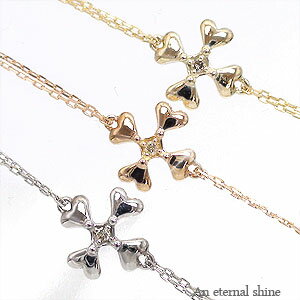 アンクレット アジャスター付 0.007ct 10金 k10 イエローゴールド ピンクゴールド ホワイトゴールド 10k ダイヤモンド 足首 足 クロス 品質保...