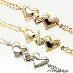 アンクレット アジャスター付 0.007ct 10金 k10 イエローゴールド ピンクゴールド ホワイトゴールド 10k ダイヤモンド 足首 足 ハート 品質保...