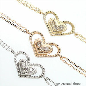 アンクレット アジャスター付 0.02ct 10金 k10 イエローゴールド ピンクゴールド ホワイトゴールド 10k ダイヤモンド 足首 足 ハート 品質保証...