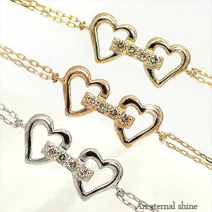アンクレット アジャスター付 0.03ct 10金 k10 イエローゴールド ピンクゴールド ホワイトゴールド 10k ダイヤモンド 足首 足 ハート 品質保証...