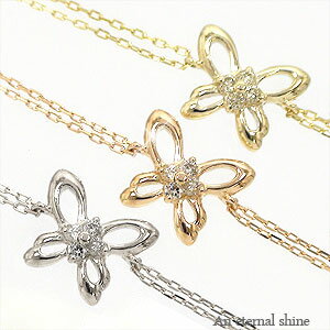 アンクレット アジャスター付 0.03ct 10金 k10 イエローゴールド ピンクゴールド ホワイトゴールド 10k ダイヤモンド 足首 足 バタフライ 蝶々...