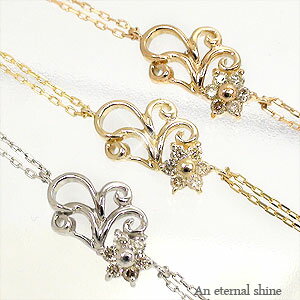 アンクレット アジャスター付 0.05ct 10金 k10 イエローゴールド ピンクゴールド ホワイトゴールド 10k ダイヤモンド 足首 足 ハート フラワー...