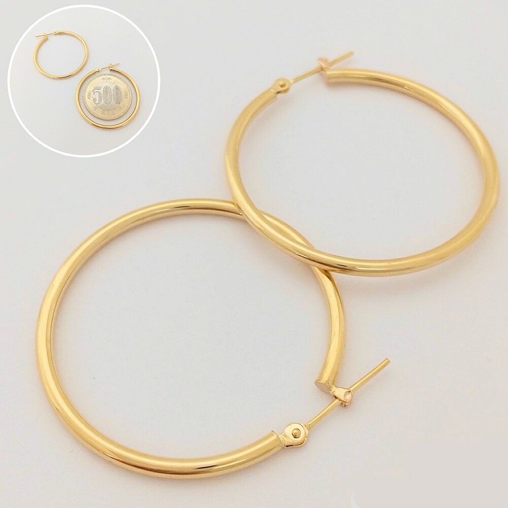 乐天商城 - K18 2mm×35mm ピアス 18金 18k イエローゴールド フープピアス パイプピアス 輪 品質保証書 女性 レディース ジュエリー アクセサリー 人気 おすすめ プレゼント ギフト 贈り物 送料無料 SSS