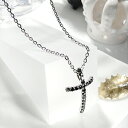 △クロス ブラックダイヤモンド ネックレス メンズ レディース 天然 ダイヤ 20石 1.5カラット シルバー 銀 シルバー×プラチナコーティング 十字架 ペン...