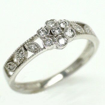 ダイヤモンド リング プラチナ プラチナ900 pt900 0.15ct フラワー アンティーク 指輪 婚約指輪 刻印 品質保証書 女性 レディース ジュエリー アクセサリー 人気 おすすめ プレゼント ギフト 贈り物 送料無料 SSS