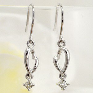 ダイヤモンド ピアス 0.06ct ハート 18金 k18 イエローゴールド ピンクゴールド ホワイトゴールド 18k フックピアス ドロップピアス 品質保証書...