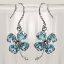 14金 ピアス クローバー 四葉 よつば ブルートパーズ 11月誕生石 K14ホワイトゴールド フックピアス ドロップ ピアス レディース ジュエリー アクセサ...