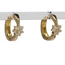 フープピアス 中折れピアス 花 フラワー ダイヤモンドピアス ダイヤ 0.10ct 18金 k18 18k イエローゴールド ピンクゴールド ホワイトゴールド ...