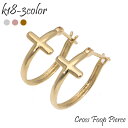 ピアス フープピアス クロス 十字架 18金 k18 18k イエローゴールド ピンクゴールド ホワイトゴールド レディース ジュエリー アクセサリー プレゼン...