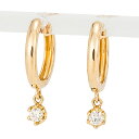 レディース ジュエリー ピアス フープピアス 一粒ダイヤモンド ダイヤ 0.06ct 中折れピアス 揺れる 18金 k18 18k イエローゴールド ピンクゴー...