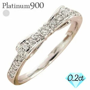 ピンキーリング プラチナ プラチナ900 pt900 リボンリング ダイヤモンド 0.2カラット 指輪 ミディリング ファランジリング 小指【GINGER掲載商...