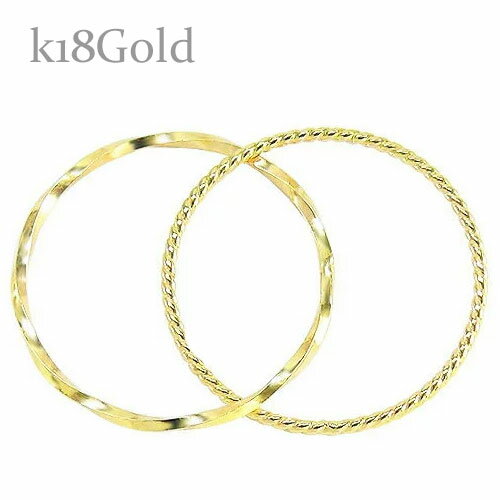 18金 指輪 2連 重ねづけ リング k18 18金 18k ゴールド イエローゴールド 小指 繊細 極細 華奢 ピンキーリング ファランジリング ミディリング...