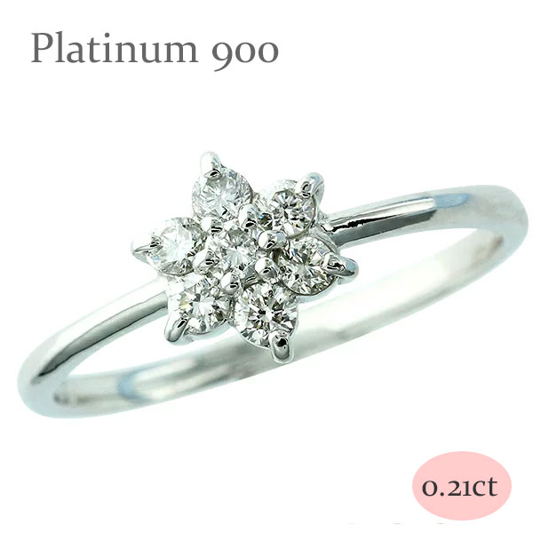 Other - 指輪 pt900 ダイヤモンド フラワーリング プラチナ900 0.21カラット 花 フラワーモチーフ セブンスター 婚約指輪 刻印 品質保証書 女性 レディース ジュエリー アクセサリー 人気 おすすめ プレゼント ギフト 贈り物 送料無料 SSS