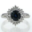 Pt900 プラチナ リング サファイア 1.35ct ダイヤモンド 0.50ct 取り巻き パヴェ デザイン 指輪 11.5号【新品仕上済】【zz】【中古】【...