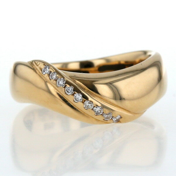 値下げ LUDPAC K18YG イエローゴールド リング ブラックシリカ ダイヤモンド 0.09ct 健康補助 NPO 指輪 13号【zz】【新品仕上済】【中古】【送料無料】