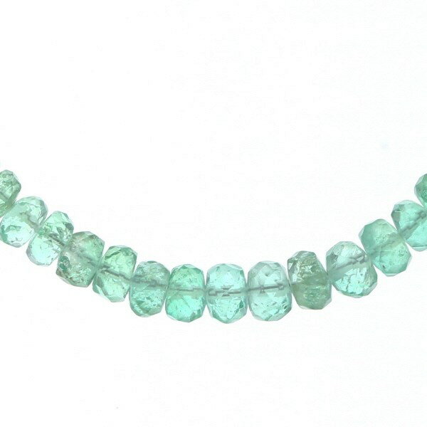 楽天EverydayGoldrushGSTV K18WG ホワイトゴールド ネックレス エメラルド ビーズ ボタンカット 一連 42cm【新品仕上済】【zz】【中古】【送料無料】