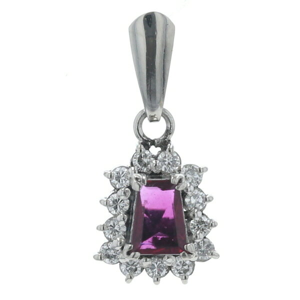 Pt900 プラチナ ネックレストップ ルビー 0.27ct ダイヤモンド 0.16ct 台形 取り巻...