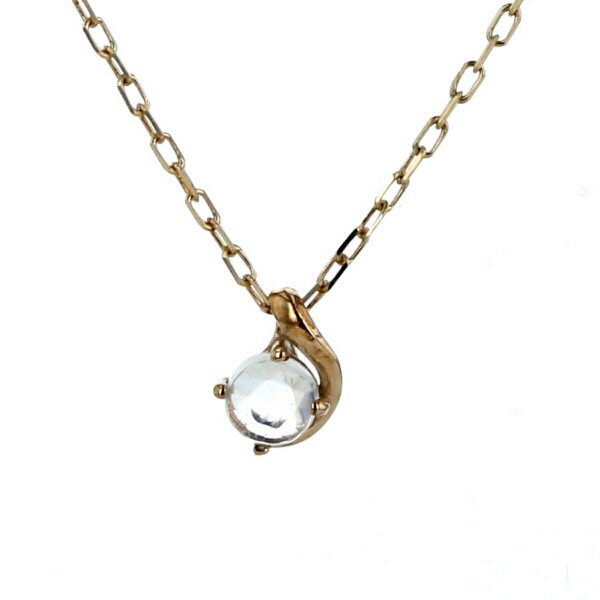 K10YG イエローゴールド ネックレス ブルームーンストーン 一粒 ラウンド アズキチェーン 40cm【新品仕上済】【af】【中古】【送料無料】