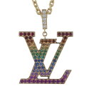 LOUIS VUITTON ルイヴィトン K18YG ペンダントXLレインボー ルビー サファイア エメラルド マルチ 現行 76cm【新品仕上済】【zz】【中...