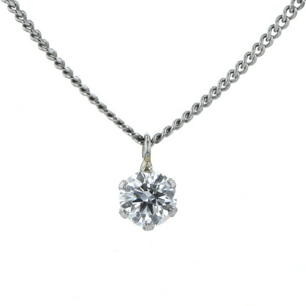 Pt900 Pt850 プラチナ ネックレス ダイヤモンド0.25ct 一粒石 ラウンド 喜平チェーン シンプル 38cm【新品仕上済】【af】【中古】【送料無料】