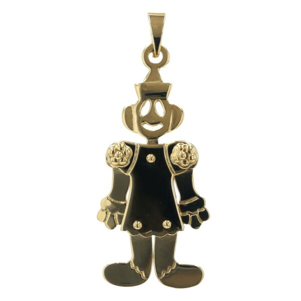 K18YG イエローゴールド ネックレストップ 人形 ピエロ ぬいぐるみ モチーフ 可動 個性的【新品仕上済..