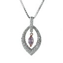 Pt850 Pt900 PG プラチナ ネックレス ファンシーパープルピンクダイヤモンド 0.206ct ダイヤ 0.53ct マーキース パヴェ 44cm【新品仕上済】【zz】【中古】【送料無料】(4)